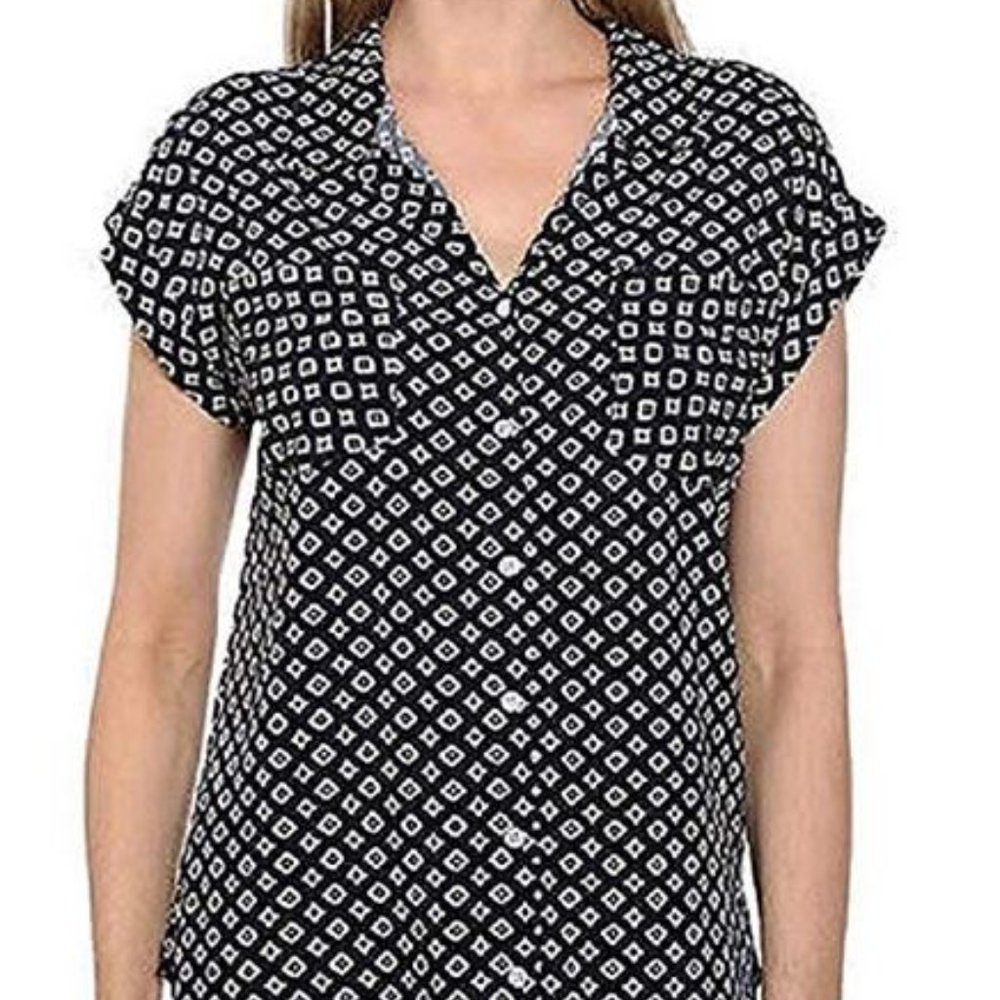 Jachs Women's Cap Sleeve Button Down Shirt - Short
